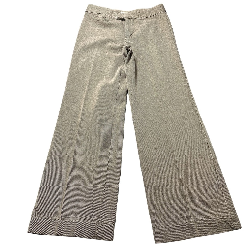Free‎ People Pants Womens 9 Beige Twill Stripe Wide Leg Dress Work Office Casual